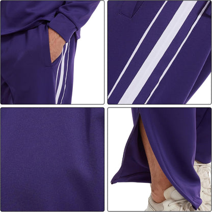 2 Piece Casual Sweat Jogging Suit Set Athletic Full Zip Hoodies