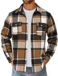 Men's Plaid Flannel Shirt Jacket Long Sleeve Cotton Button Down with Pockets