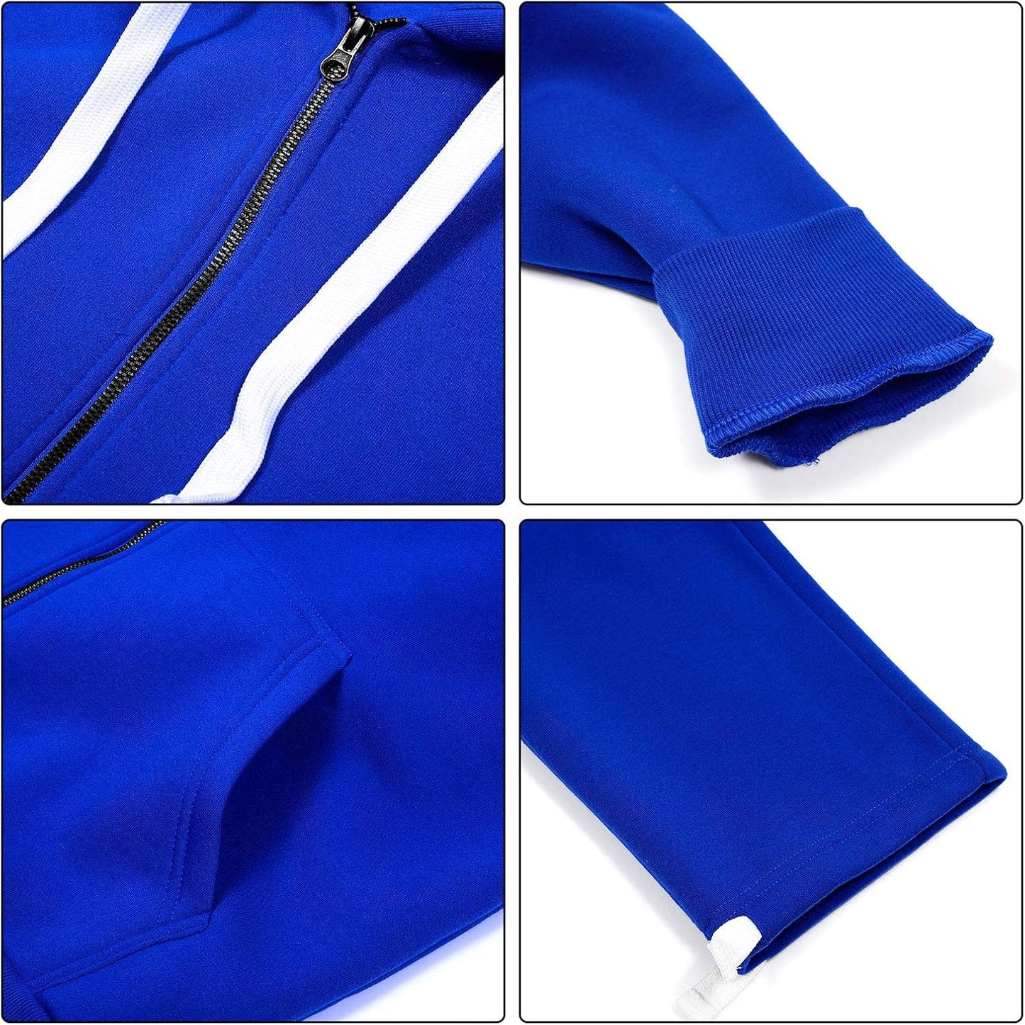2 Piece Casual Sweat Jogging Suit Set Athletic Full Zip Hoodies