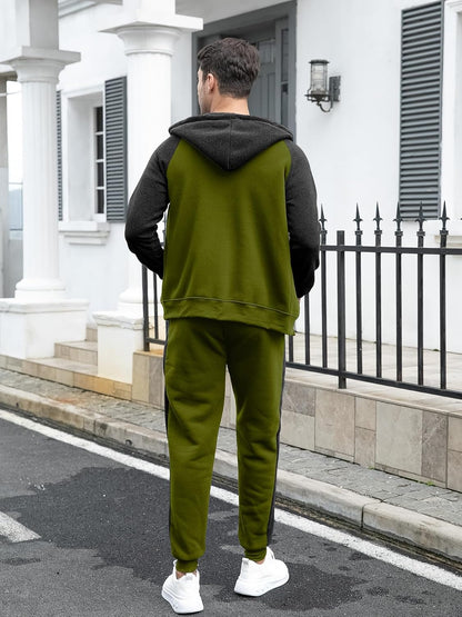 Men's Tracksuit 2 Pieces Set Zip Up Hoodie Outfit with Pockets