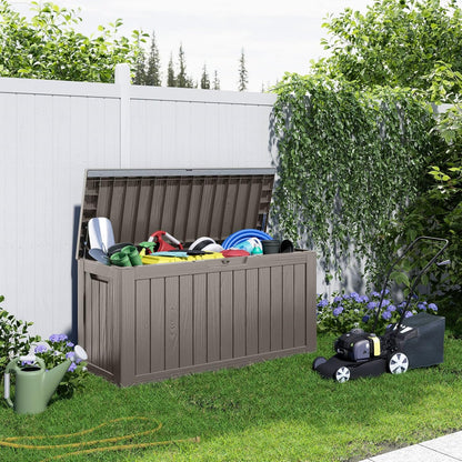 100 Gallon Resin Deck Box Lockable Waterproof Outdoor Storage Black