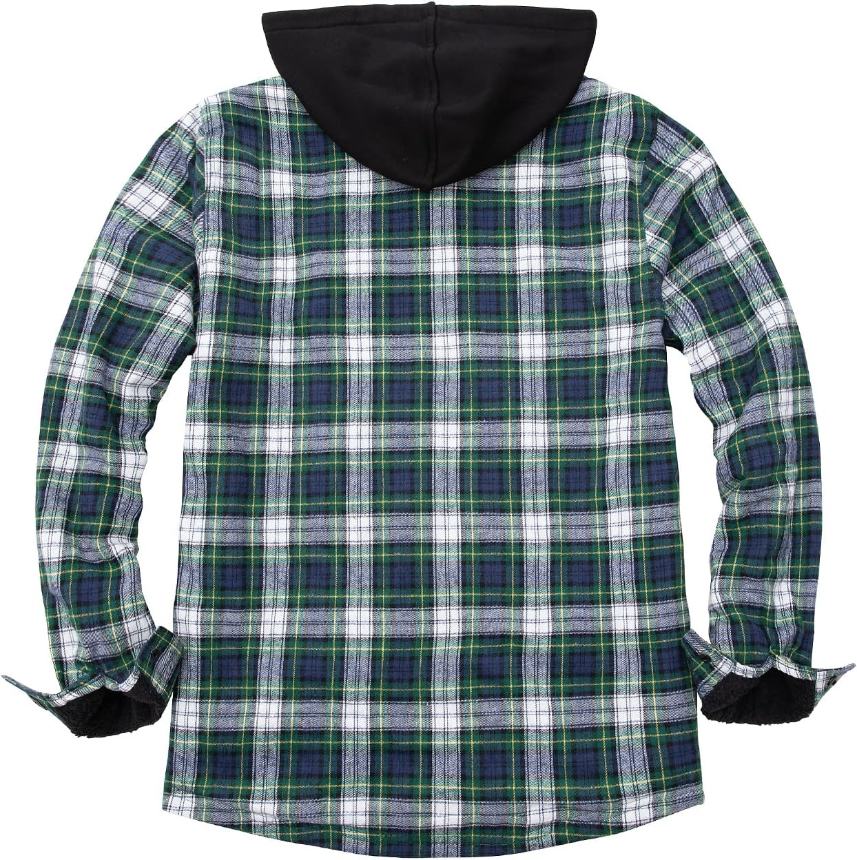 Men's Sherpa Lined Full Zip Hooded Plaid Shirt Jacket