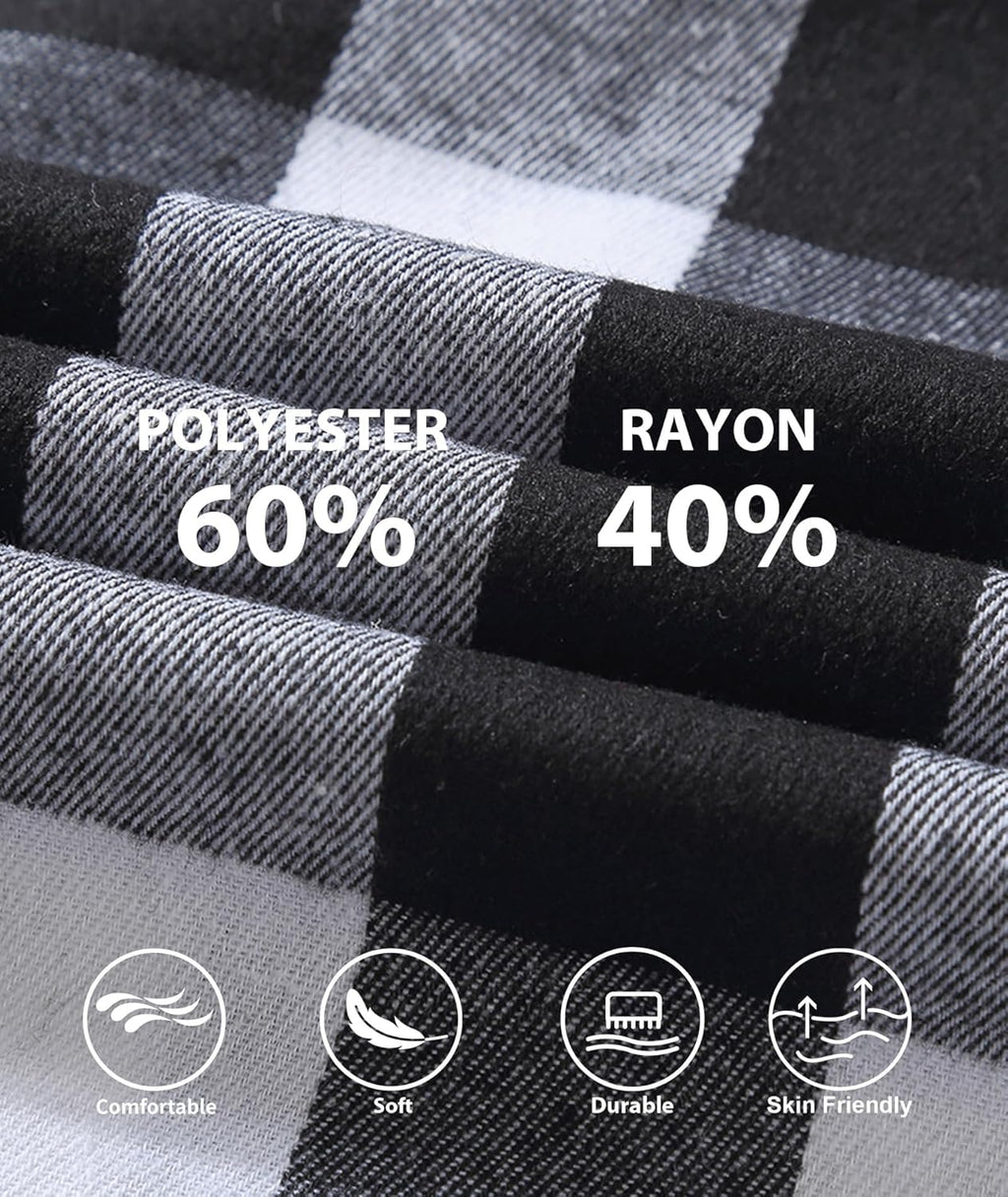 3 Pack Men's Flannel Hoodie Shirts Long Sleeve