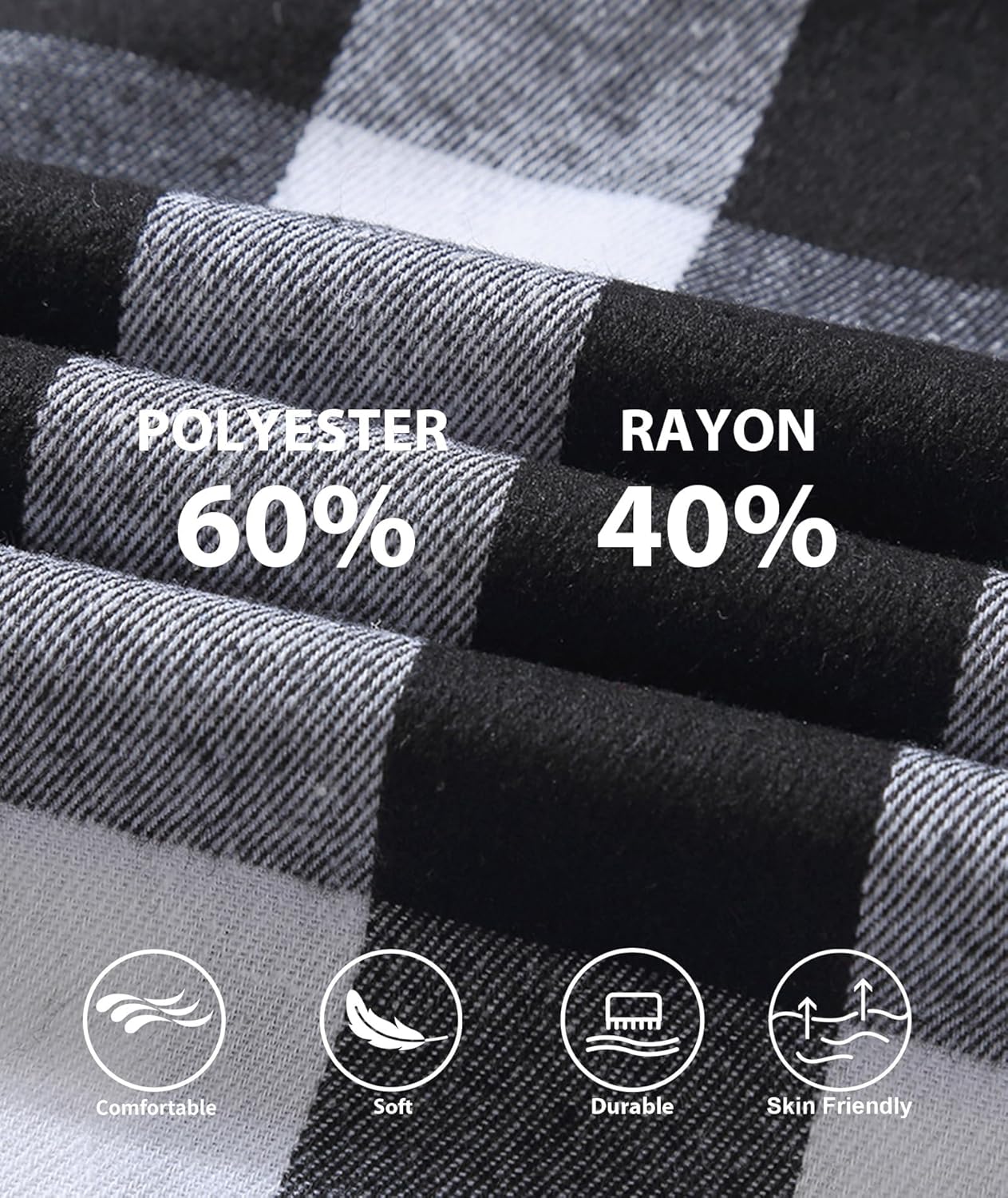 3 Pack Men's Flannel Hoodie Shirts Long Sleeve