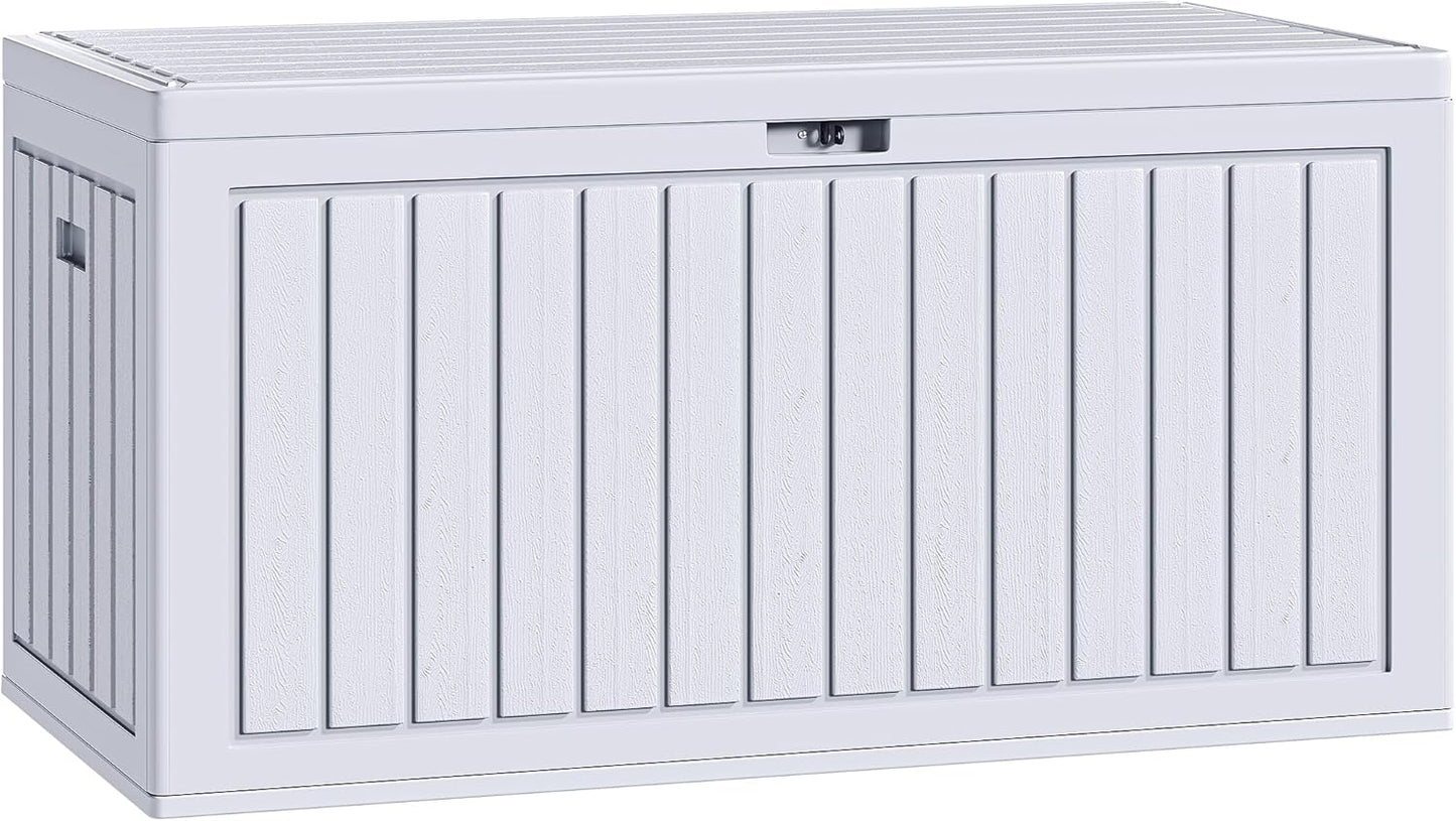 100 Gallon Resin Deck Box Weather Resistant Lockable Outdoor Storage Taupe
