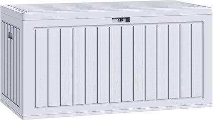 100 Gallon Resin Deck Box Weather Resistant Lockable Outdoor Storage Taupe
