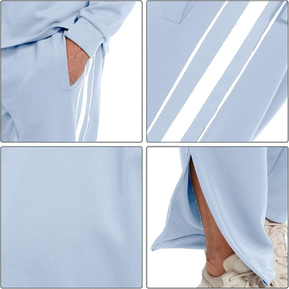 2 Piece Casual Sweat Jogging Suit Set Athletic Full Zip Hoodies