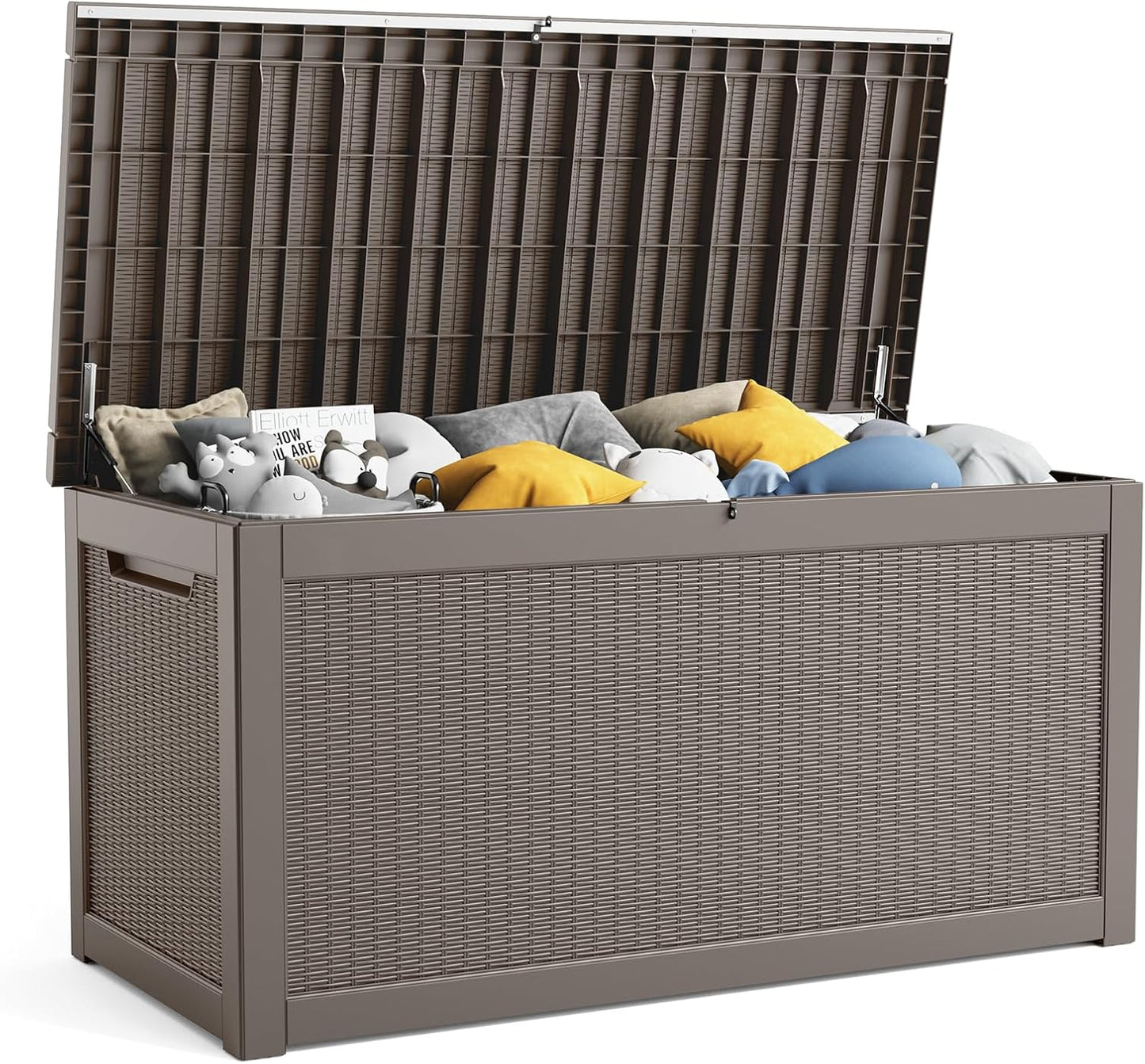100 Gallon Resin Deck Box Lockable Waterproof Outdoor Storage Black