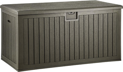 100 Gallon Resin Deck Box Weather Resistant Lockable Outdoor Storage Taupe