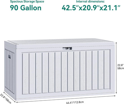 100 Gallon Resin Deck Box Weather Resistant Lockable Outdoor Storage Taupe