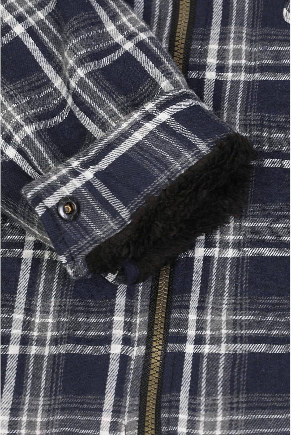 Men's Sherpa Lined Full Zip Hooded Plaid Shirt Jacket