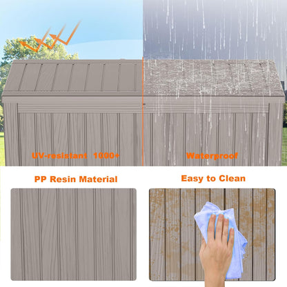 100 Gallon Resin Deck Box Lockable Waterproof Outdoor Storage Black