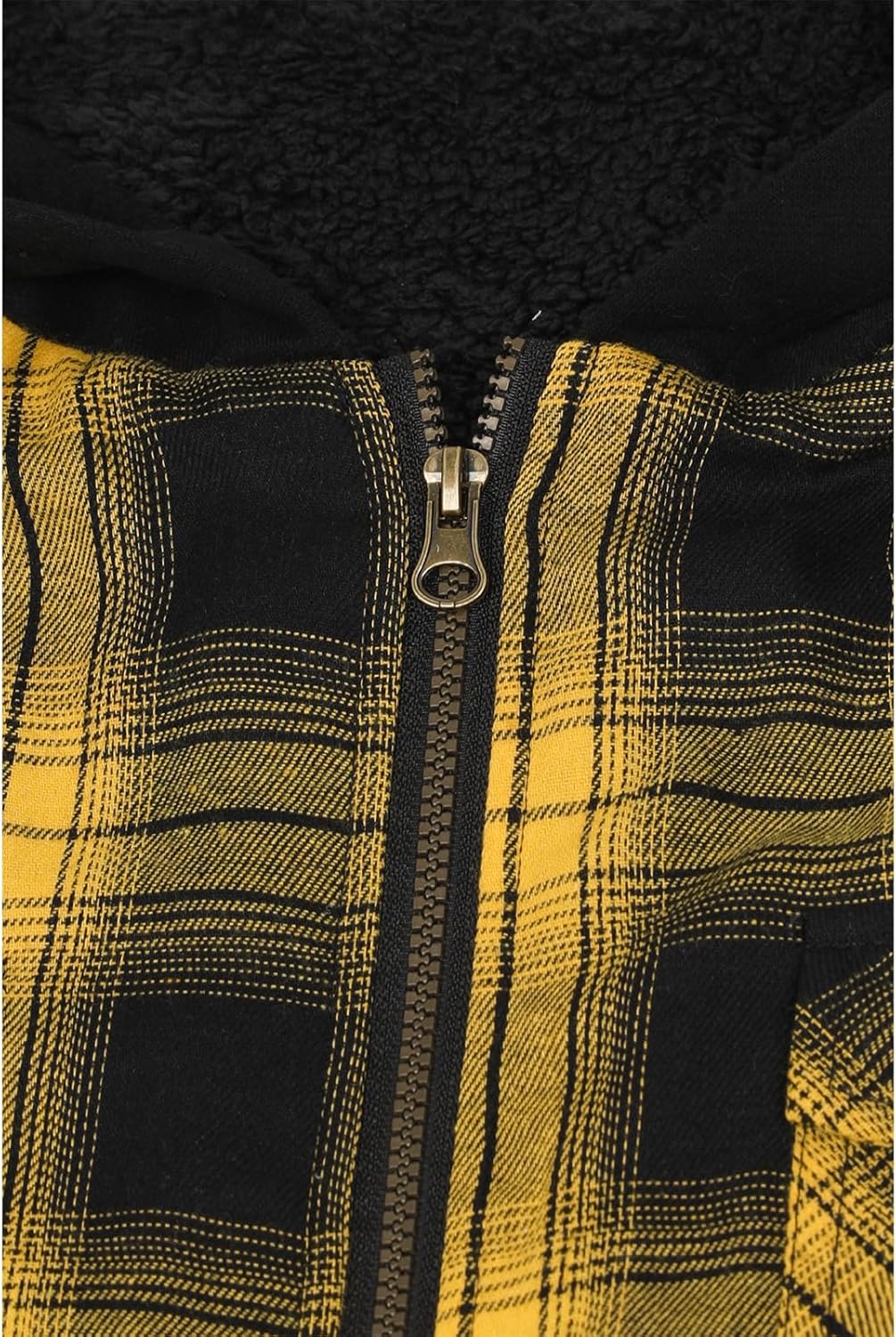 Men's Sherpa Lined Full Zip Hooded Plaid Shirt Jacket