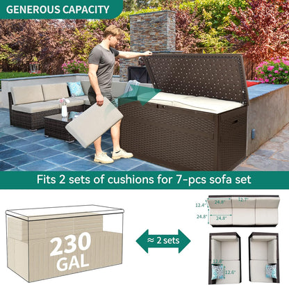 100 Gallon Resin Deck Box Weather Resistant Lockable Outdoor Storage Taupe