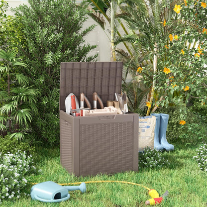 100 Gallon Resin Deck Box Lockable Waterproof Outdoor Storage Black