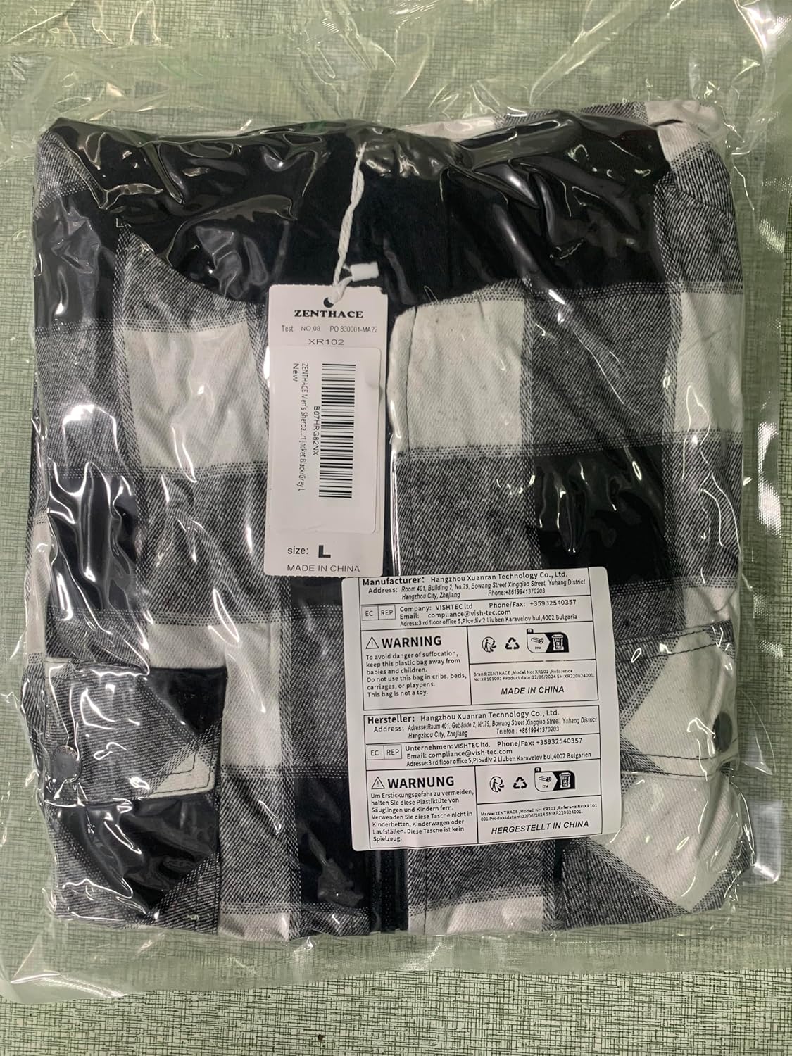 Men's Sherpa Lined Full Zip Hooded Plaid Shirt Jacket