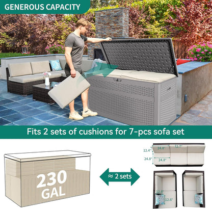 100 Gallon Resin Deck Box Weather Resistant Lockable Outdoor Storage Taupe