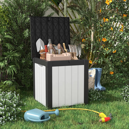 100 Gallon Resin Deck Box Lockable Waterproof Outdoor Storage Black