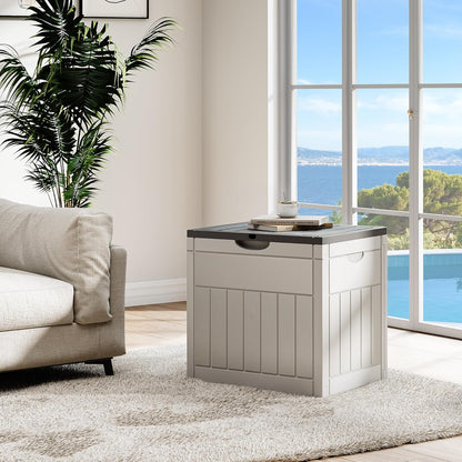 100 Gallon Resin Deck Box Weather Resistant Lockable Outdoor Storage Taupe