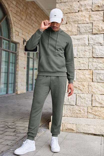 Men's Tracksuits 2 Pieces Waffle Hoodies Jogging Suit Set