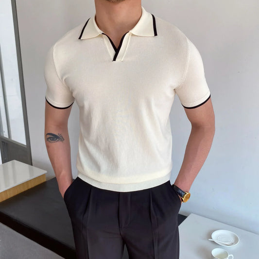 Slim Fit Elbow Sleeved Polo Shirt