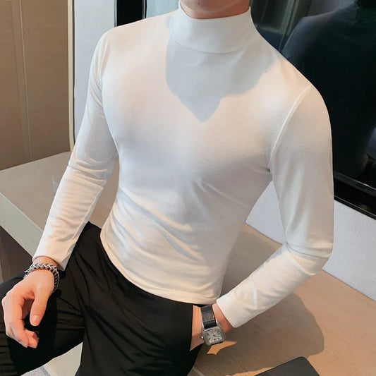 Turtleneck T-Shirt Men Long Sleeve T Shirts