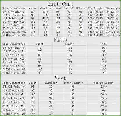3 Pieces Set Men's Business Blazers Coat - Slim Fit Color Matching Collar Suit Jacket Pants Vest