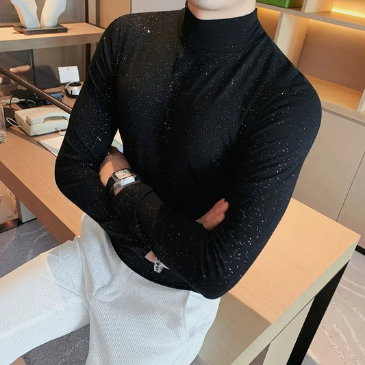Turtleneck T-Shirt Men Long Sleeve T Shirts