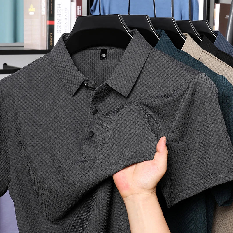 Men's Short Sleeve Top summer Ice Silk Breathable Polo T-shirts