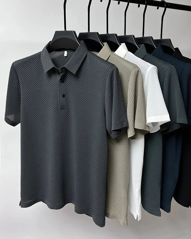 Men's Short Sleeve Top summer Ice Silk Breathable Polo T-shirts