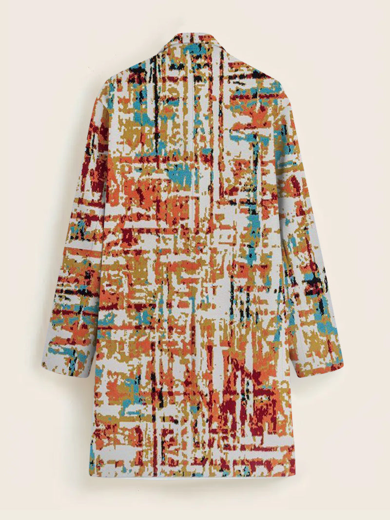 Men's Fashion Geometric Print Mid-length Coat