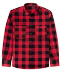 Men’s Plaid Flannel Shirt Long Sleeve Cotton Button Down with Pockets Red