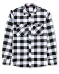 Men’s Cotton Plaid Flannel Shirt Button Down Casual Long Sleeve Workwear Black