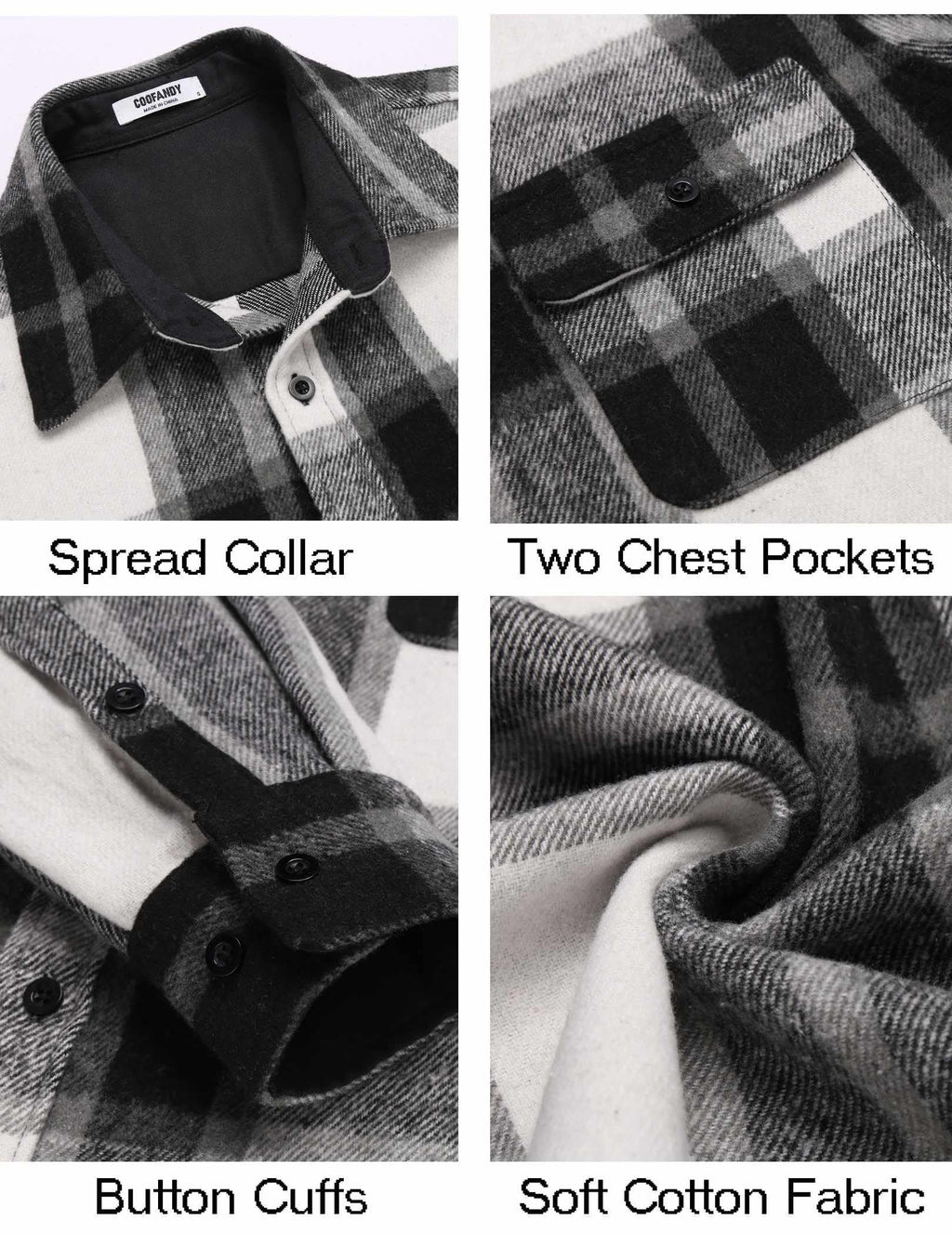 Mens Flannel Cotton Shirt Long Sleeve Plaid Button Down Casual Shirt